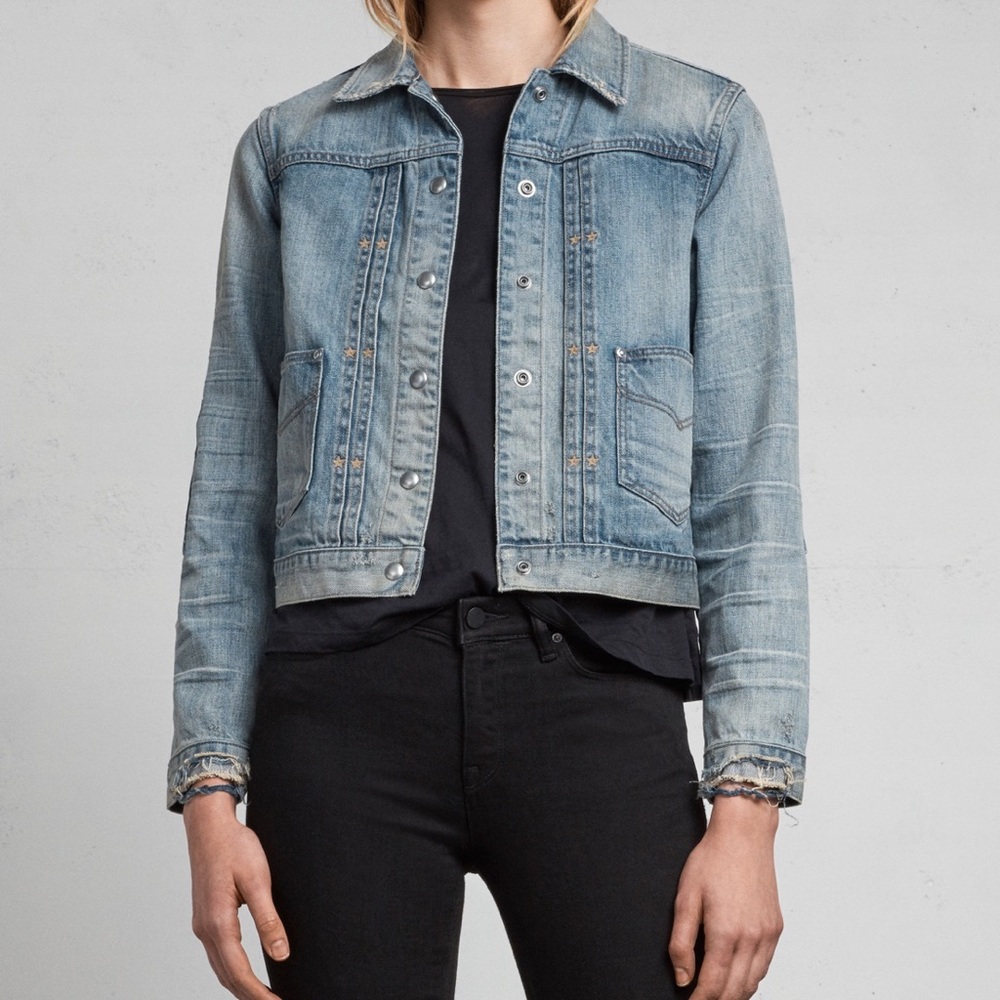 All Saints Light Blue Denim Jean Jacket